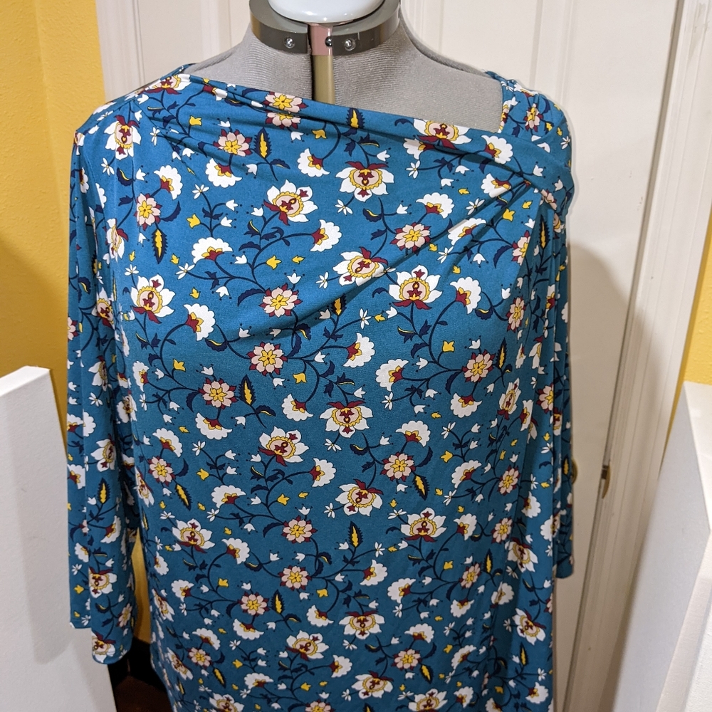 Liz Claiborne woman career knit floral 2x top shirt blouse